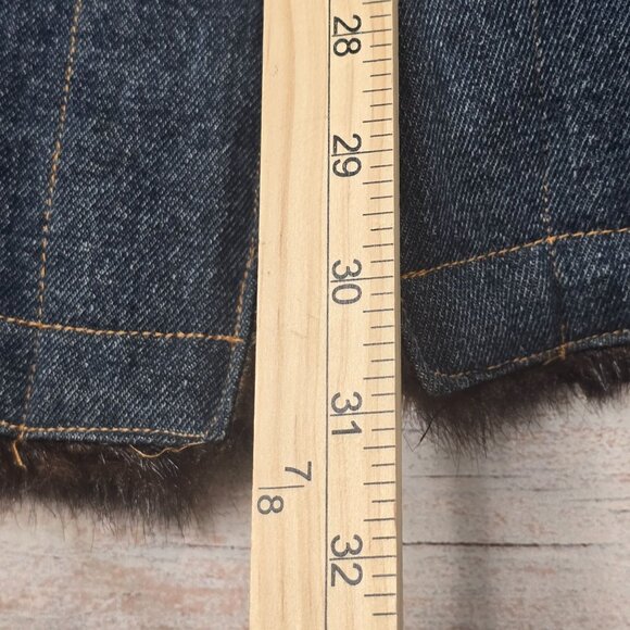 Marvin Richards Vintage Size Large Womens Denim Jacket With Faux Fur Lining - Picture 9 of 10